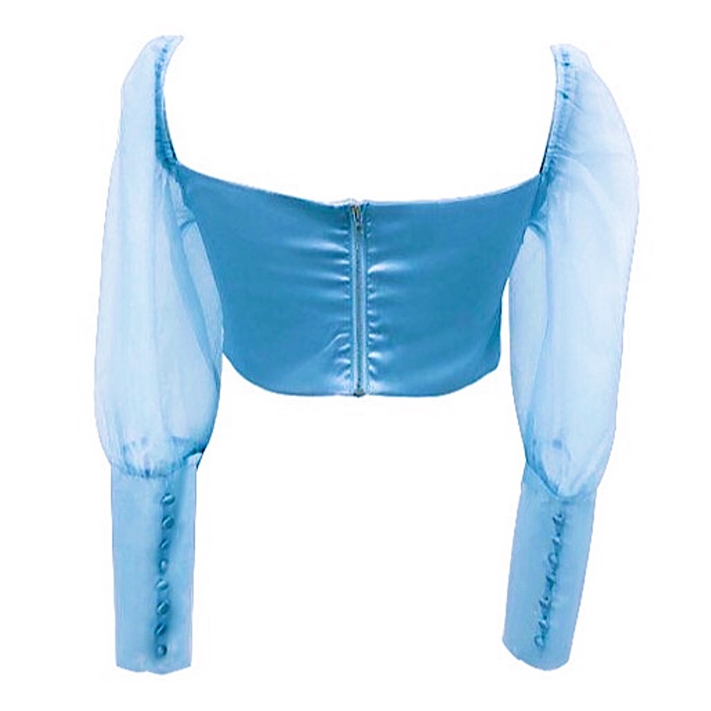 NWT Serpenti The Lemons Blouse in Sky Blue - As Seen on Jhene Aiko - Picture 5 of 14